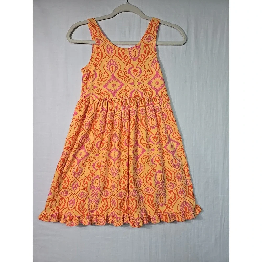 NWT Fresh Produce Girl's Size Large (6/7) Orange Tank Dress Ruffle‎ Papaya USA